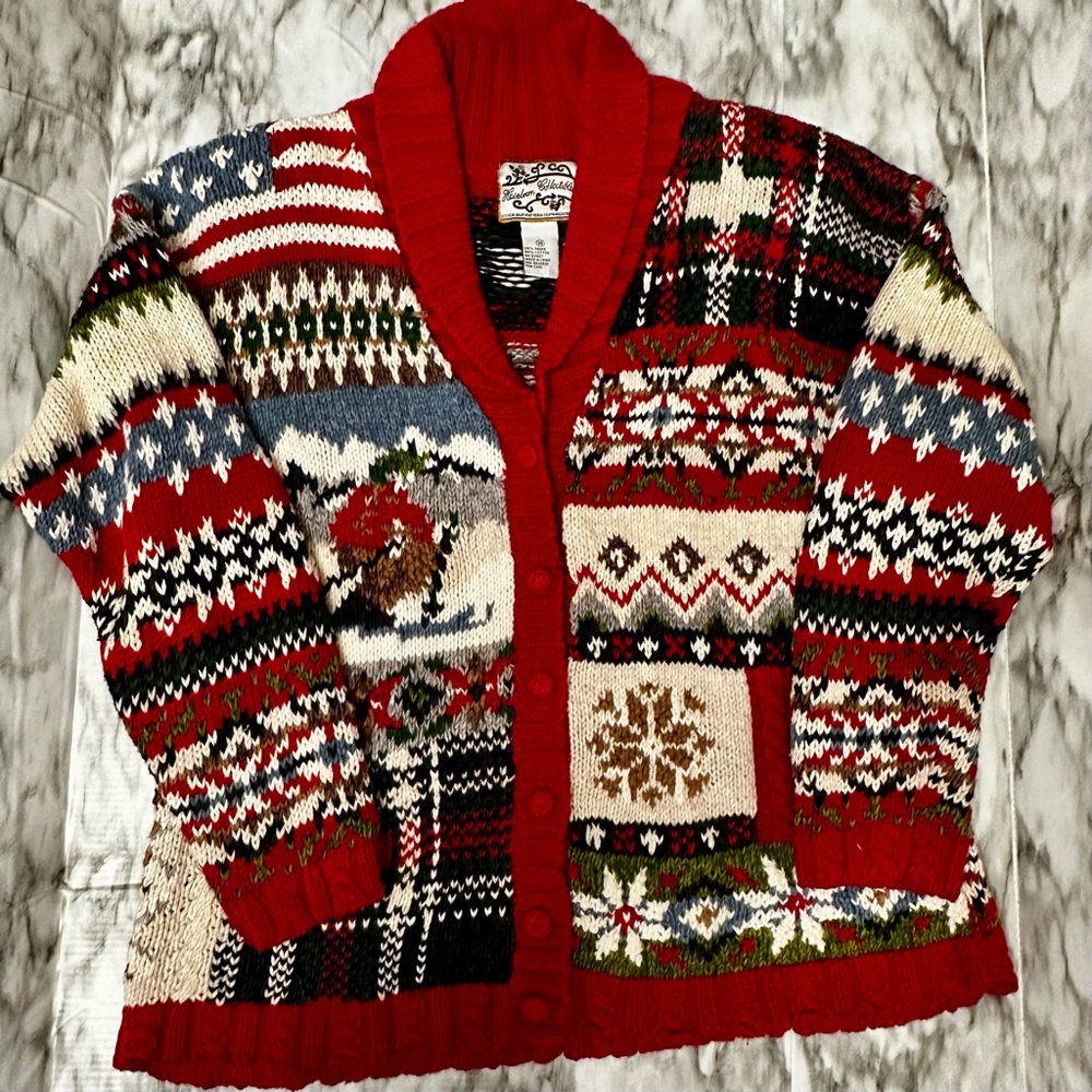 Cottagecore Festive Button Patchwork Cardigan Sha… - image 2